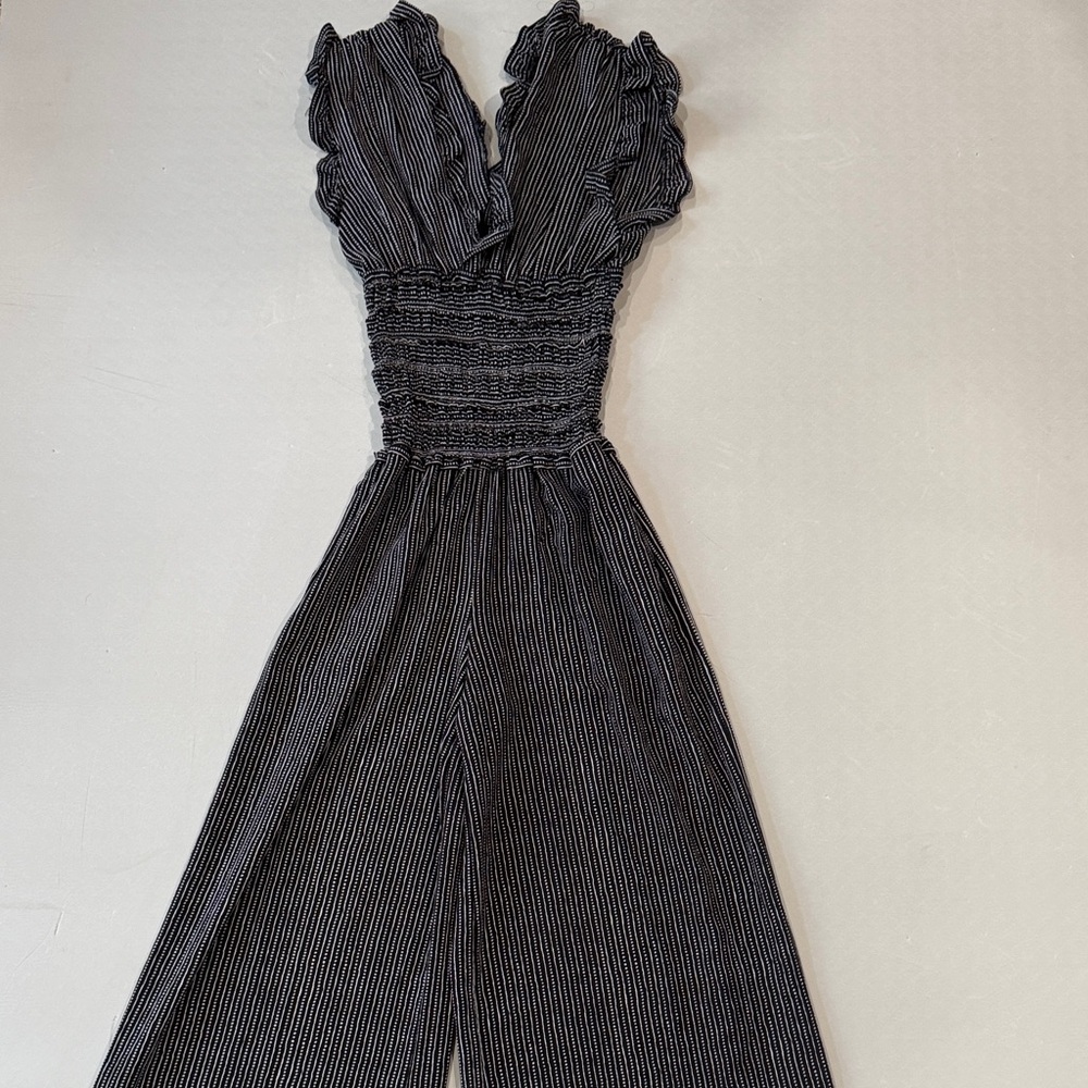 Max Studio Black and White Striped Jumpsuit - Picture 4 of 5